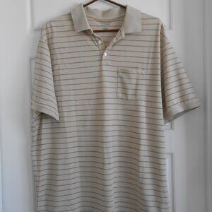 Roundtree & Yorke Travel Smart Strip Men's Polo Shirt Size Large